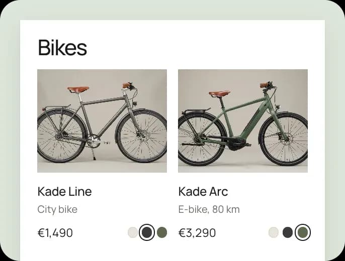 The Kade bikes page: Kade Line and Kade Arc.